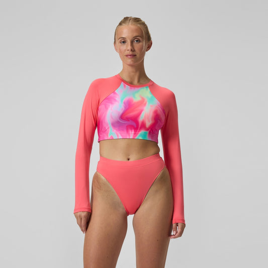 Speedo FLU3NTE Solid Hi Waist Bikini Bottom Coral