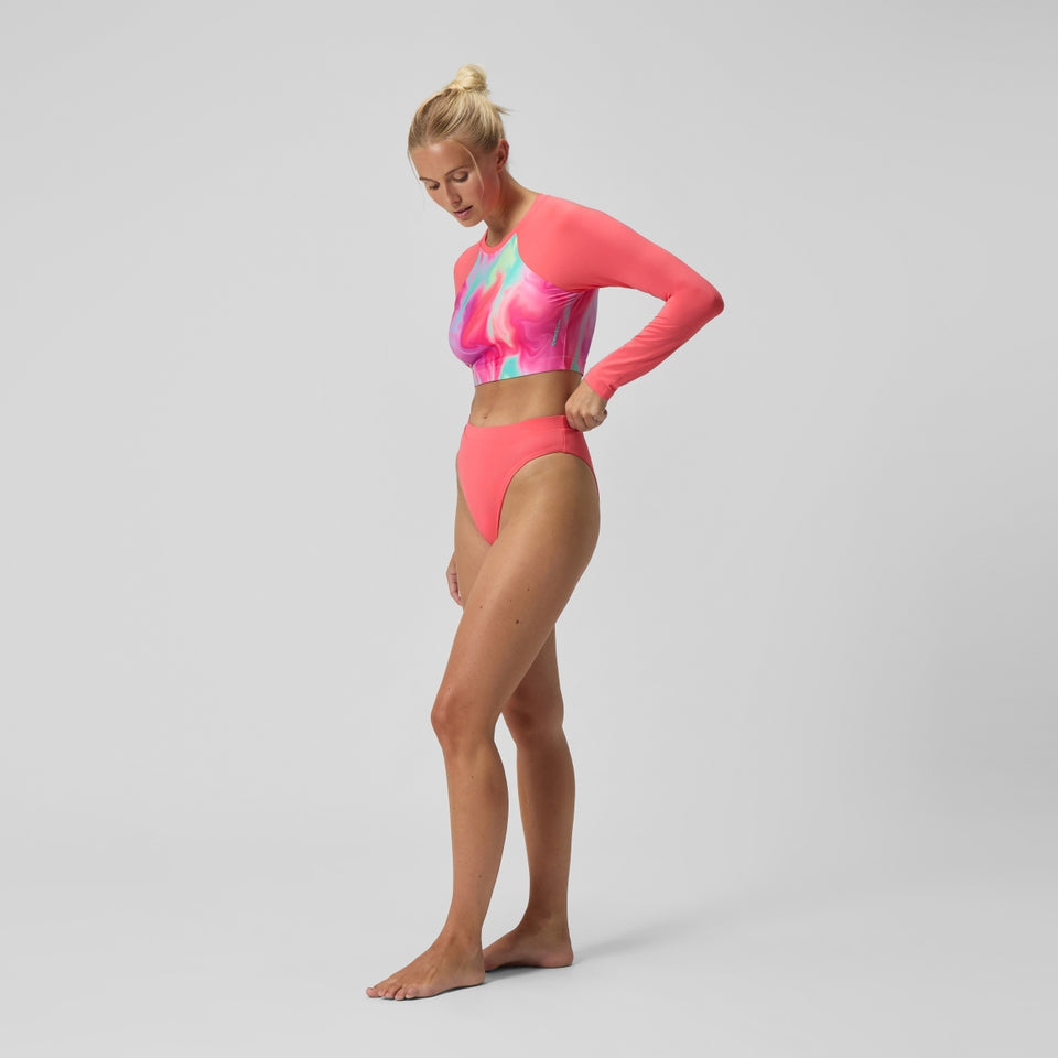 Speedo FLU3NTE Solid Hi Waist Bikini Bottom Coral