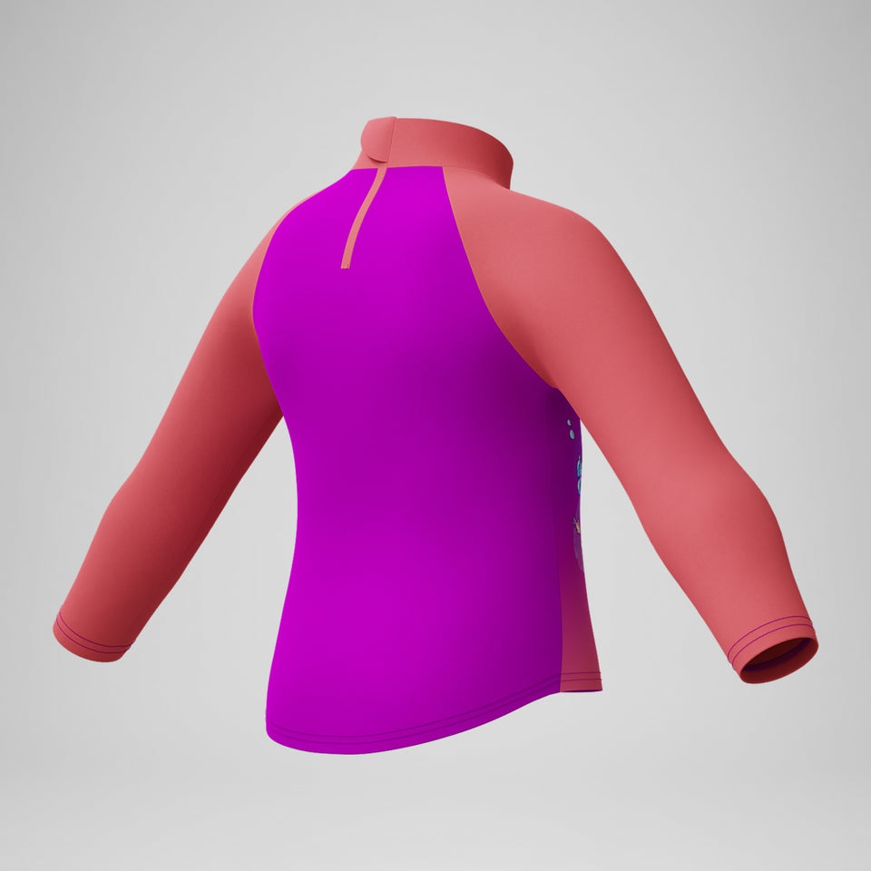 Speedo Girls' Digital Long Sleeve Rash Top Coral/Pink
