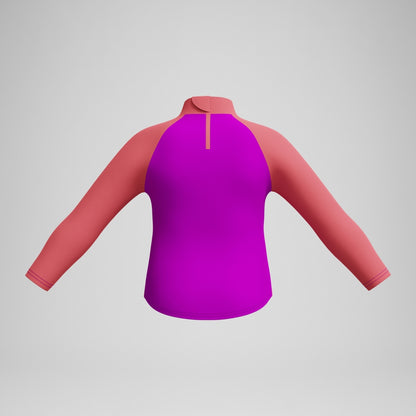 Speedo Girls' Digital Long Sleeve Rash Top Coral/Pink