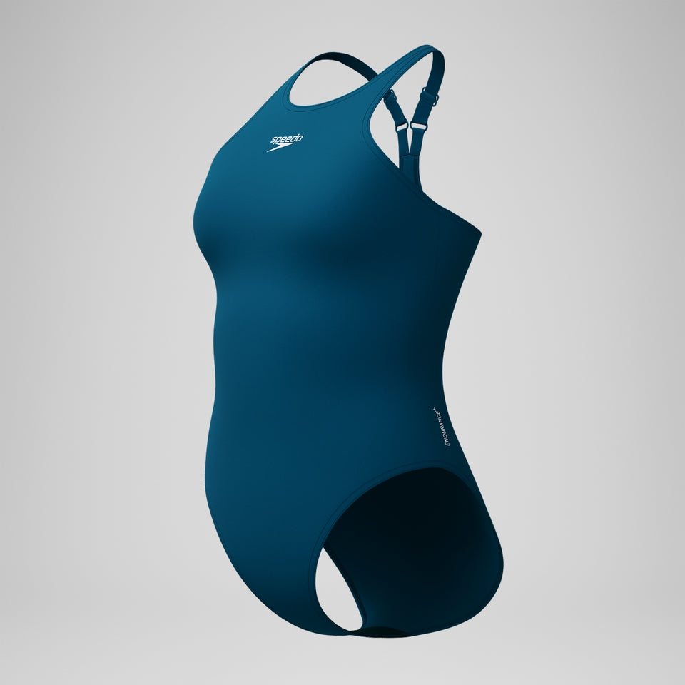 Speedo Endurance+ Longer V Back Swimsuit Dark Teal