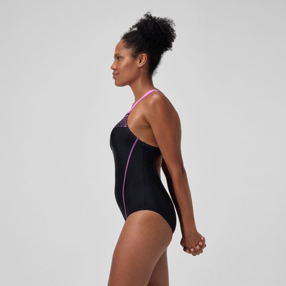Speedo Medley Logo Swimsuit Black/Pink