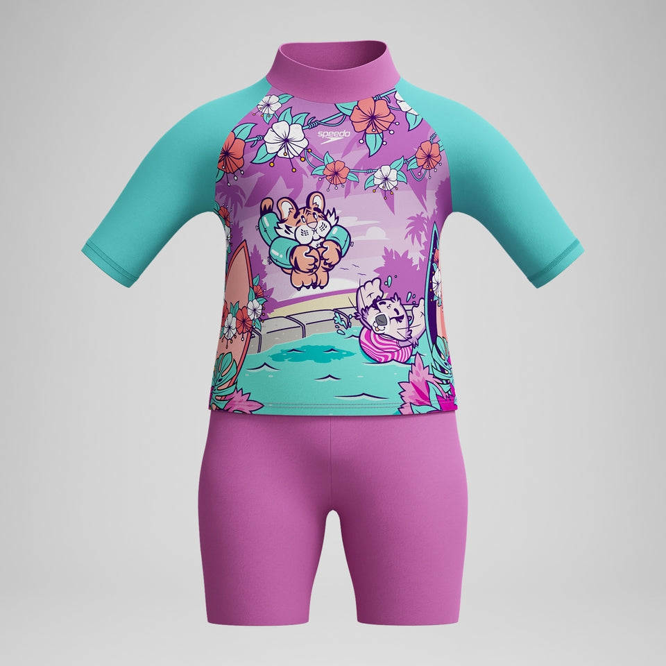 Speedo Infant Girls' Learn to Swim Sun Protection Top & Short Pink