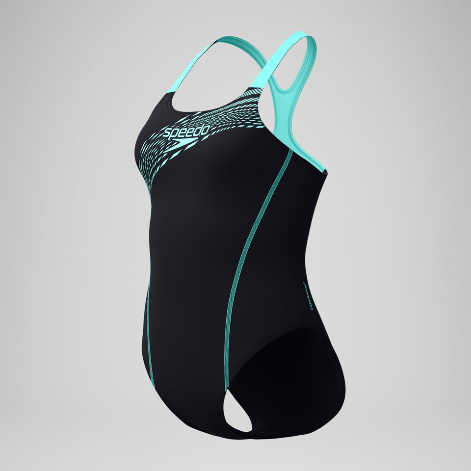 Speedo Medley Logo Swimsuit Black/Turquoise