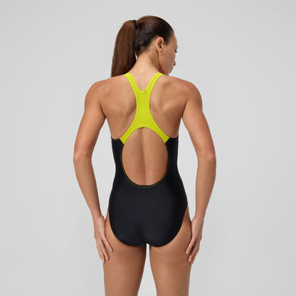 Speedo Medley Logo Swimsuit Black/Yellow