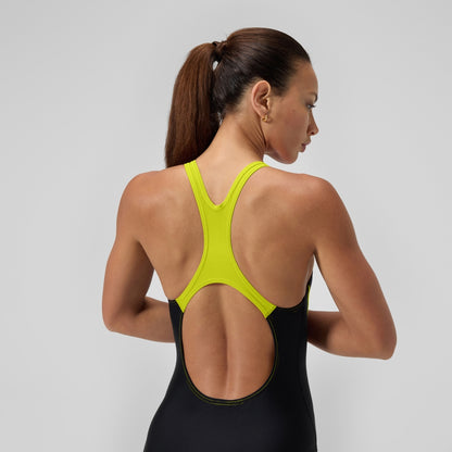 Speedo Medley Logo Swimsuit Black/Yellow