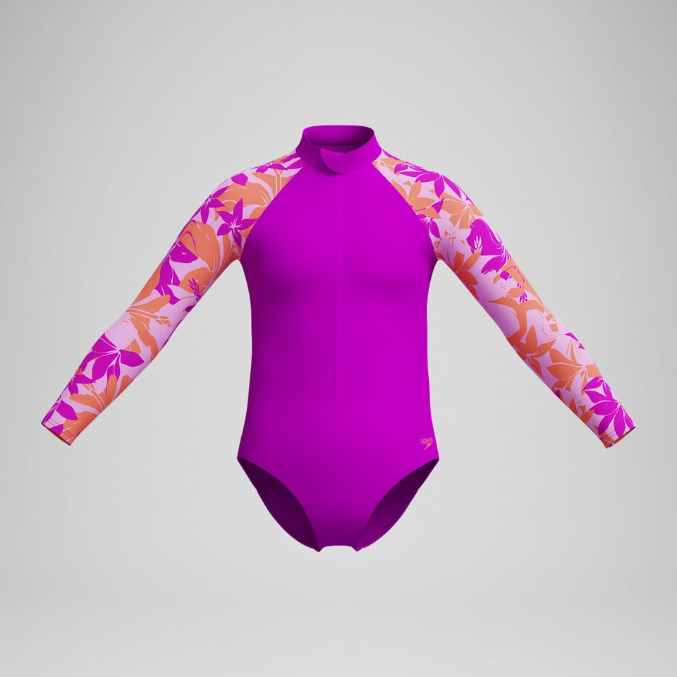 Speedo Girls' Long Sleeve Swimsuit Pink