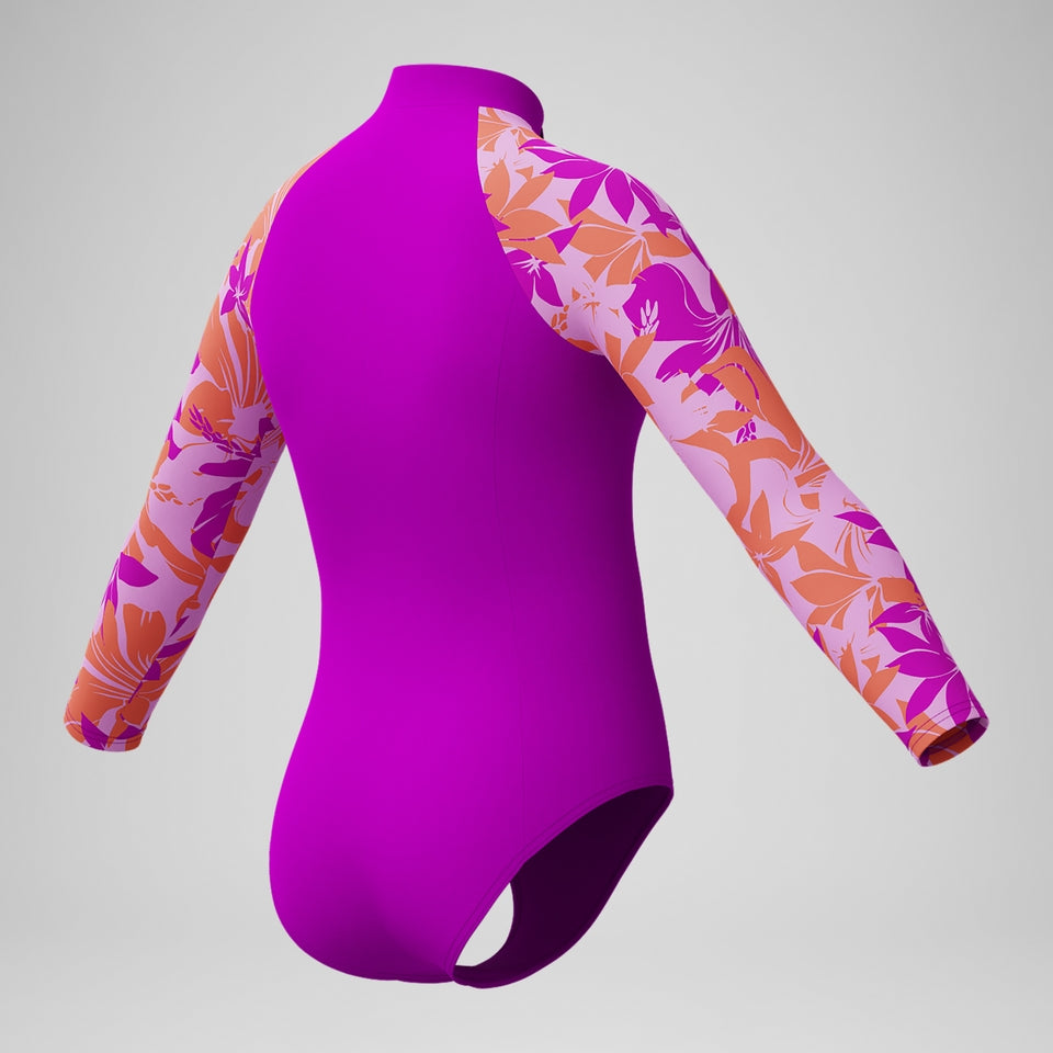 Speedo Girls' Long Sleeve Swimsuit Pink