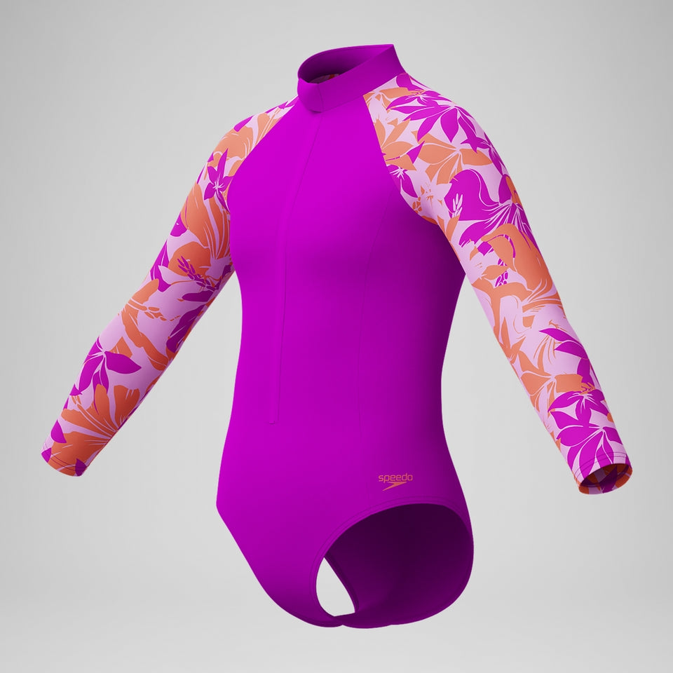 Speedo Girls' Long Sleeve Swimsuit Pink