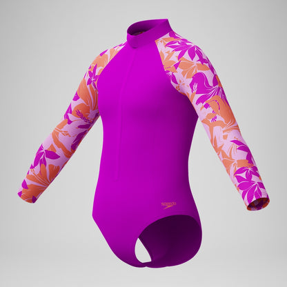 Speedo Girls' Long Sleeve Swimsuit Pink
