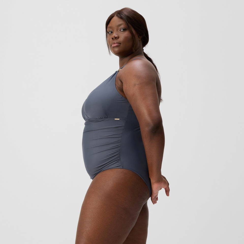 Speedo Plus Size Shaping V Neck Swimsuit Grey