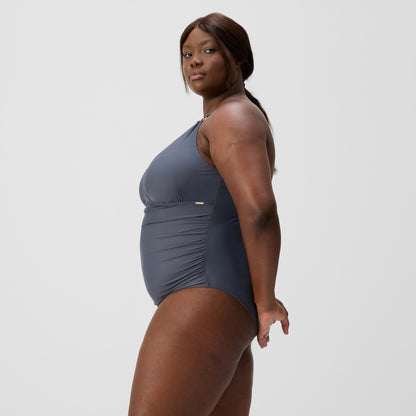 Speedo Plus Size Shaping V Neck Swimsuit Grey