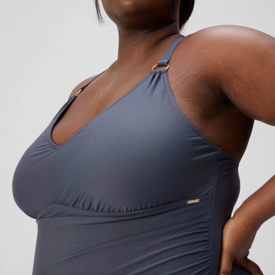 Speedo Plus Size Shaping V Neck Swimsuit Grey
