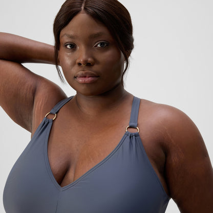Speedo Plus Size Shaping V Neck Swimsuit Grey