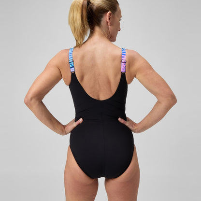 Speedo Shaping Printed LunaLustre Swimsuit Navy/Purple