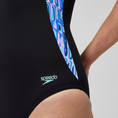 Speedo Shaping Printed LunaLustre Swimsuit Navy/Purple