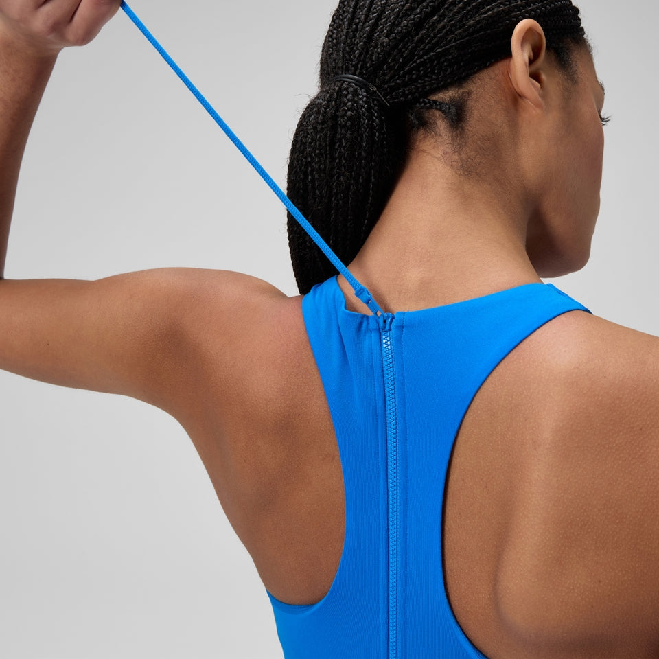 Speedo Racerback Zip Swimsuit Blue