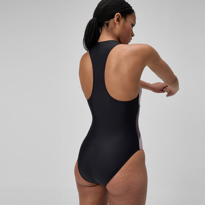 Speedo Colourblock Swimsuit Black/Dark Grey