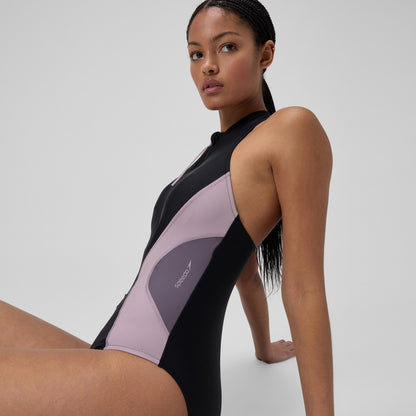 Speedo Colourblock Swimsuit Black/Dark Grey