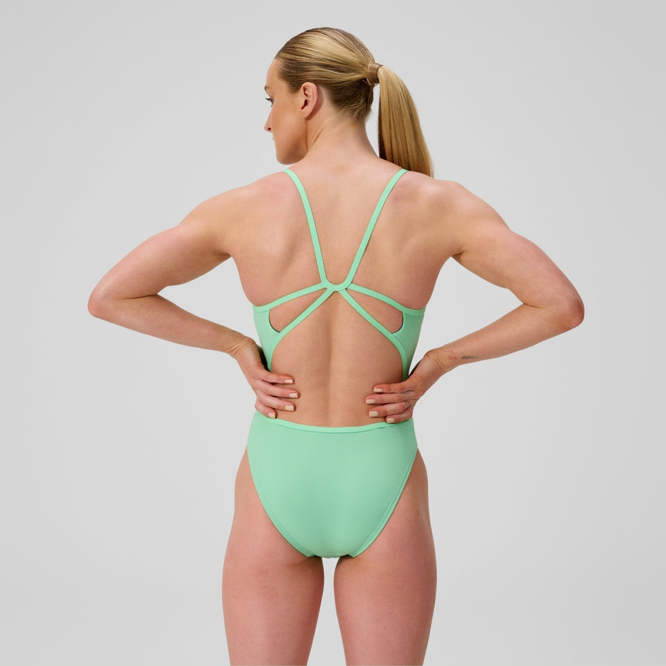 Speedo Club Training Solid Web Back Swimsuit Green