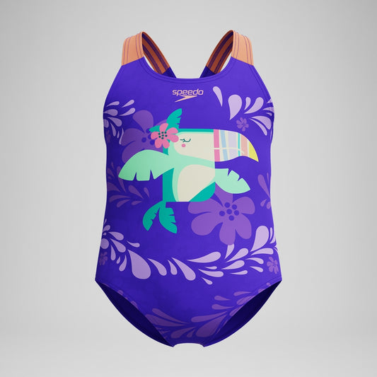 Speedo Infant Girls Learn to Swim Printed Swimsuit Purple