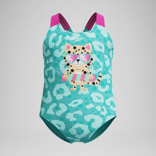 Speedo Infant Girls Learn to Swim Printed Swimsuit Turquoise