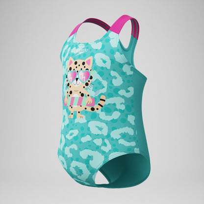 Speedo Infant Girls Learn to Swim Printed Swimsuit Turquoise