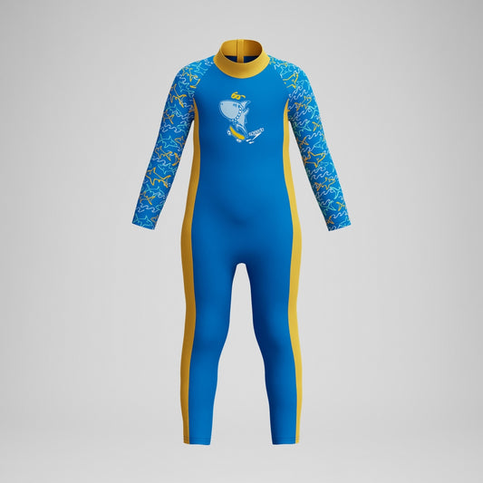 Speedo Infant Boys Learn to Swim All-In-One Sun Protection Suit Blue/Yellow