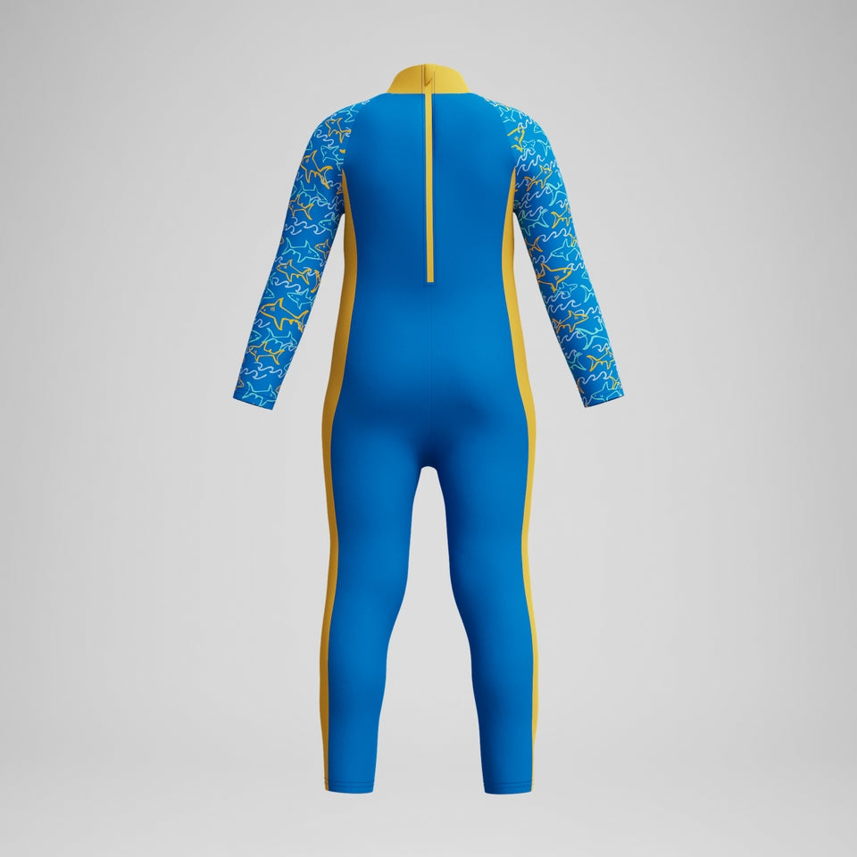 Speedo Infant Boys Learn to Swim All-In-One Sun Protection Suit Blue/Yellow