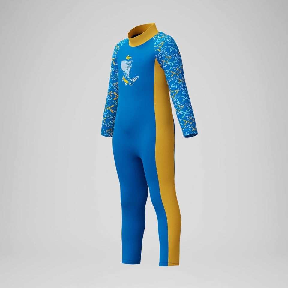 Speedo Infant Boys Learn to Swim All-In-One Sun Protection Suit Blue/Yellow