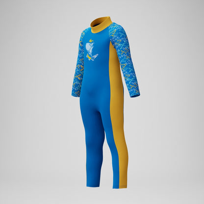 Speedo Infant Boys Learn to Swim All-In-One Sun Protection Suit Blue/Yellow