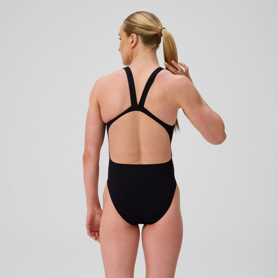 Speedo Solid Leaderback Swimsuit Black