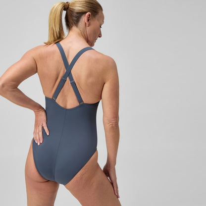 Speedo Shaping Crossback Swimsuit Grey
