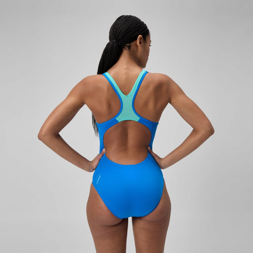 Speedo Placement Laneback Swimsuit Blue