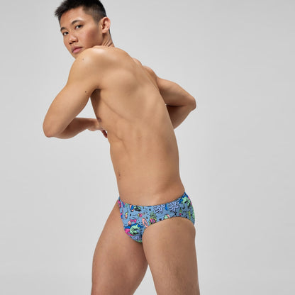 Speedo Club Training Printed Brief Blue/Green