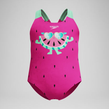 Speedo Infant Girls Learn to Swim Printed Swimsuit Pink