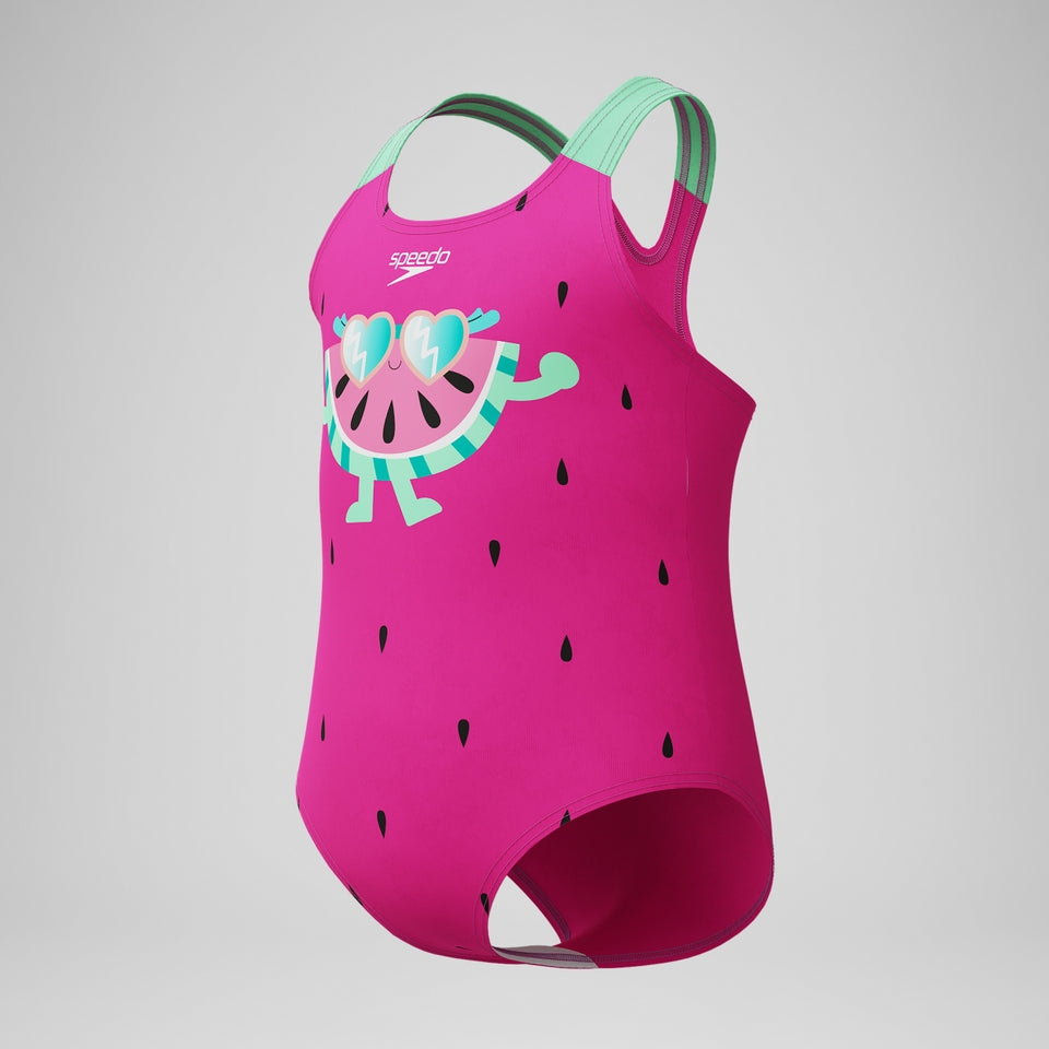 Speedo Infant Girls Learn to Swim Printed Swimsuit Pink