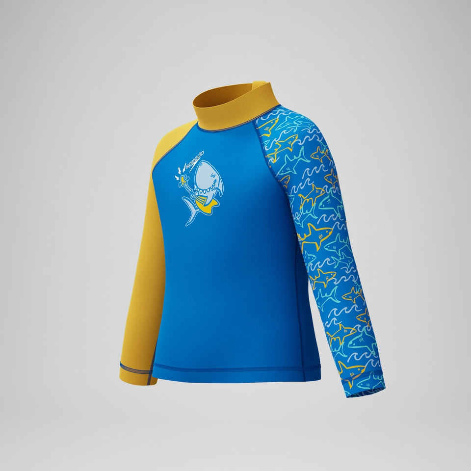 Speedo Infant Boys Learn to Swim Long Sleeve Rashguard Blue/Yellow