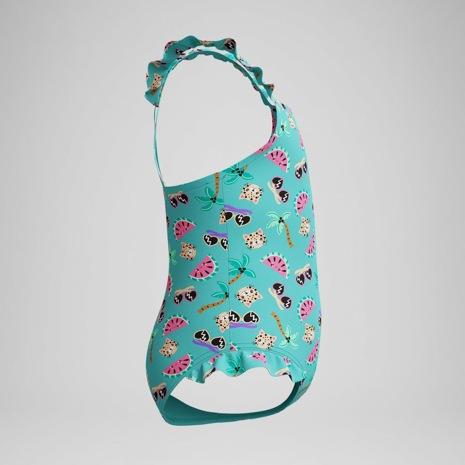 Speedo Infant Girls Learn to Swim Frill Thinstrap Swimsuit Turquoise