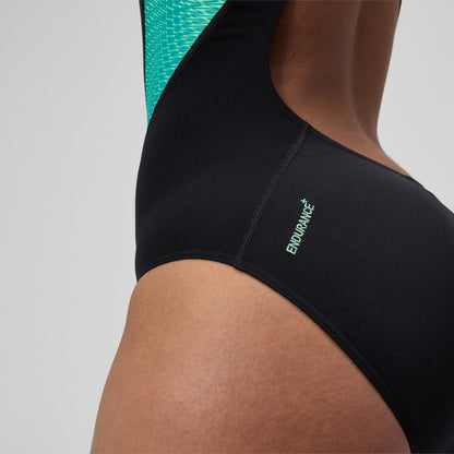 Speedo Placement Laneback Swimsuit Black/Turquoise