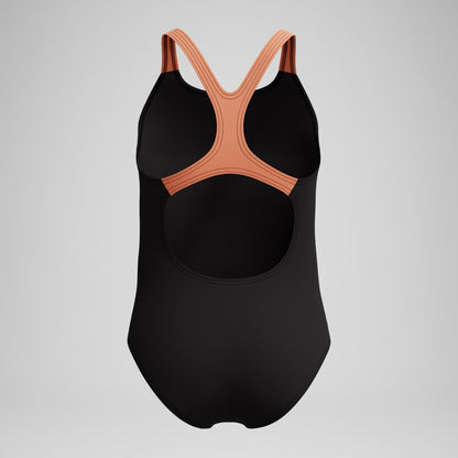 Speedo Girls Medley Logo Medalist Swimsuit Black/Peach