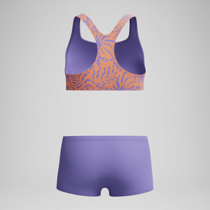 Speedo Girls Allover Boyleg Bikini Set Purple/Yellow