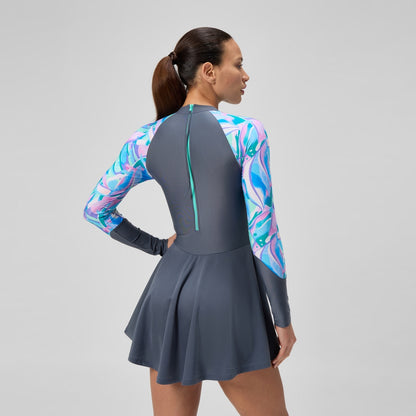 Speedo Long Sleeve Swim Dress Grey/Green