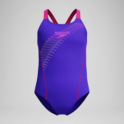 Speedo Girls Medley Logo Medalist Swimsuit Purple/Pink