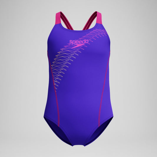 Speedo Girls Medley Logo Medalist Swimsuit Purple/Pink