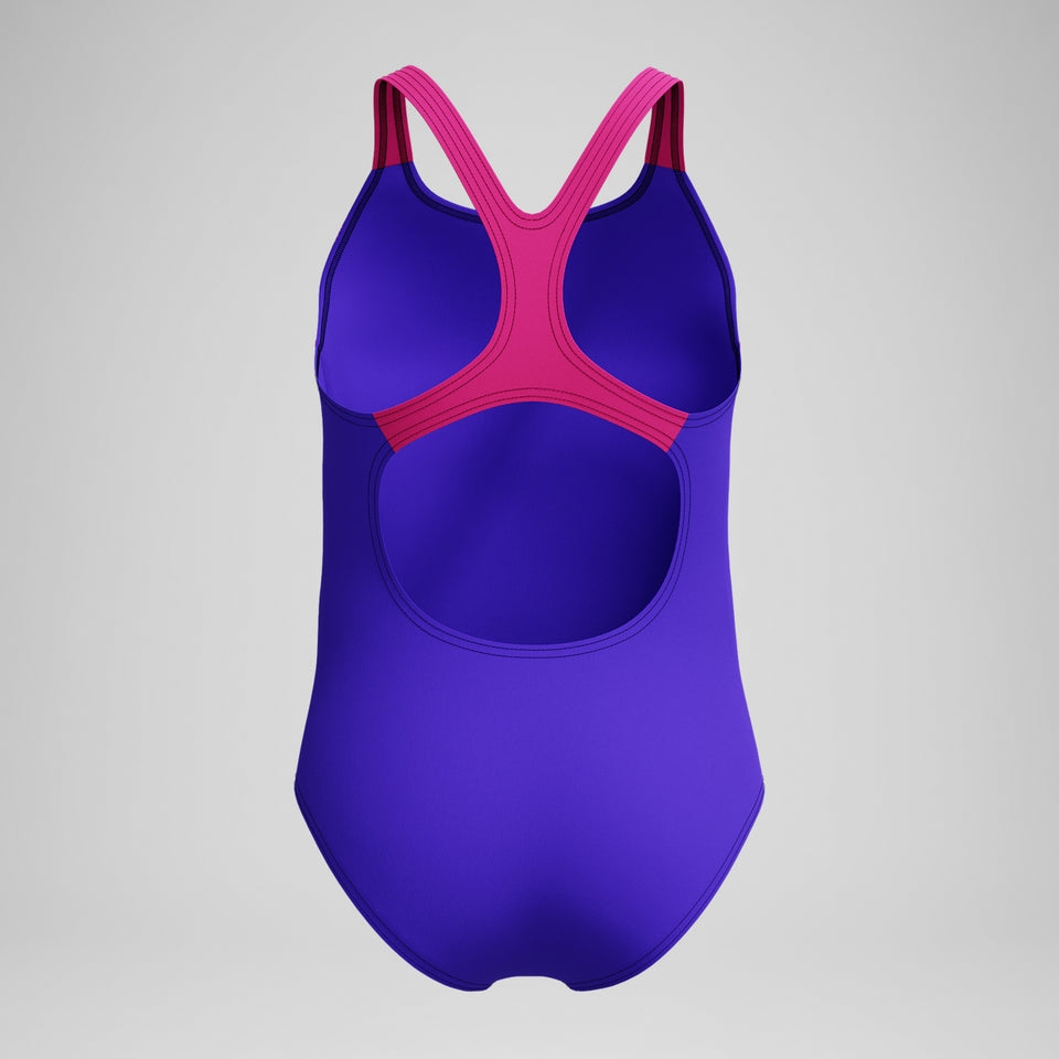 Speedo Girls Medley Logo Medalist Swimsuit Purple/Pink