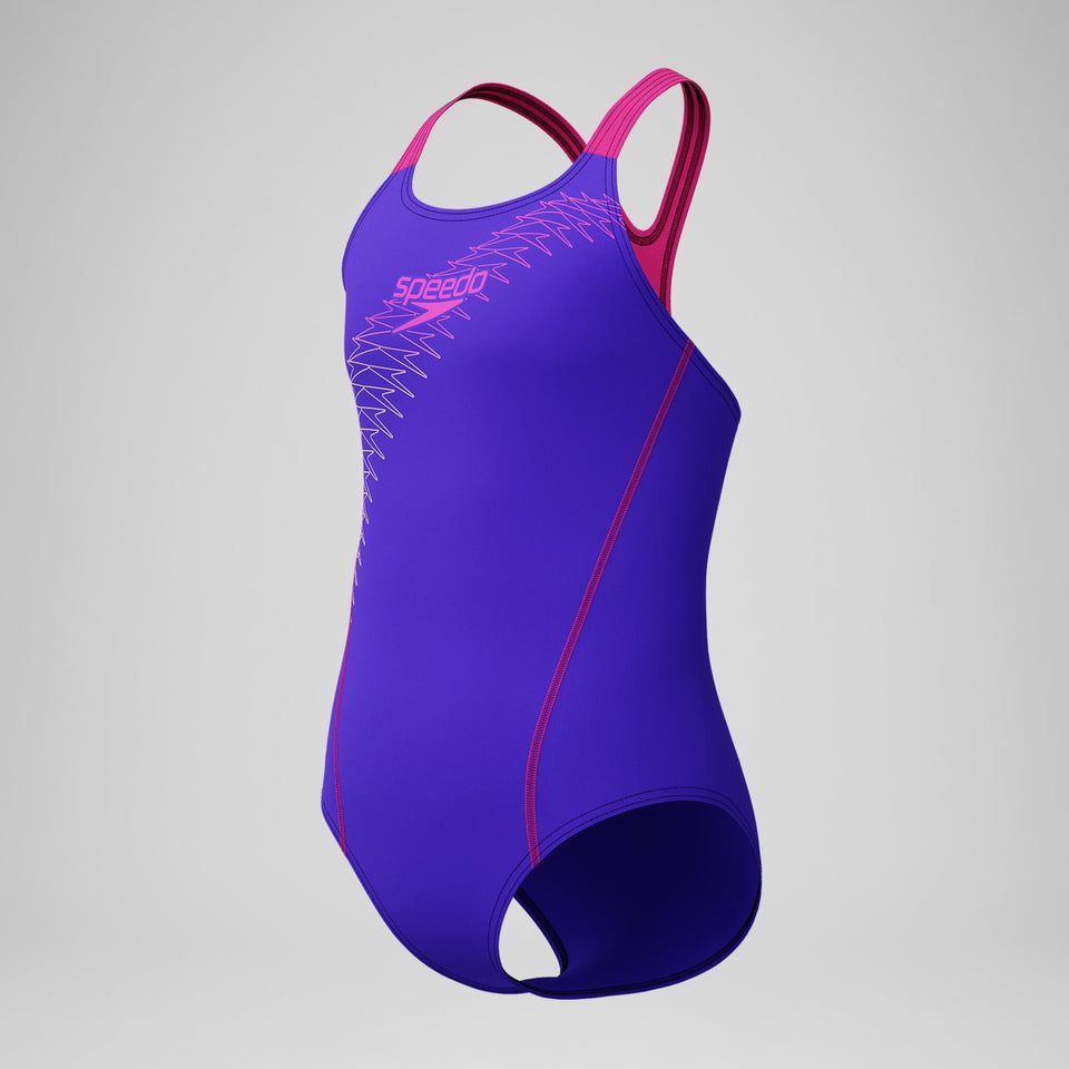 Speedo Girls Medley Logo Medalist Swimsuit Purple/Pink