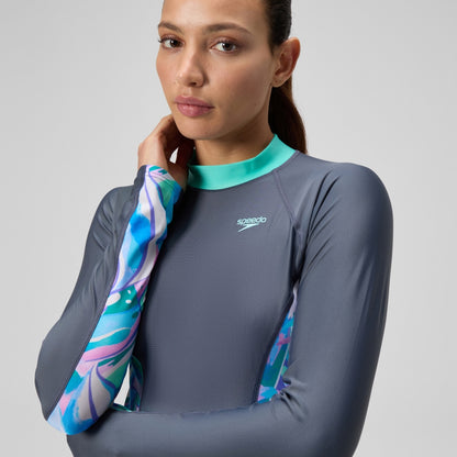 Speedo Long Sleeve Rashguard Grey/Green