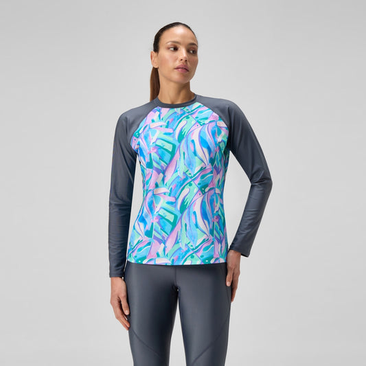 Speedo Printed Long Sleeve Swim Shirt Grey/Green