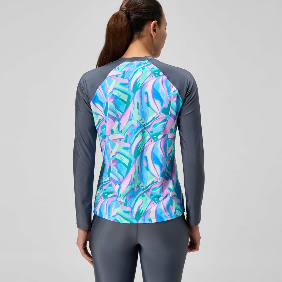 Speedo Printed Long Sleeve Swim Shirt Grey/Green